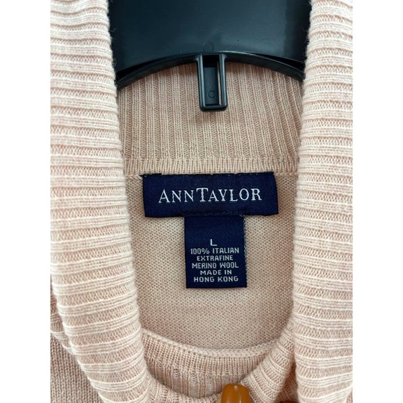 Ann Taylor Womens Pullover Sweater Pink 100% Wool Long Sleeve Turtleneck L - Picture 6 of 7